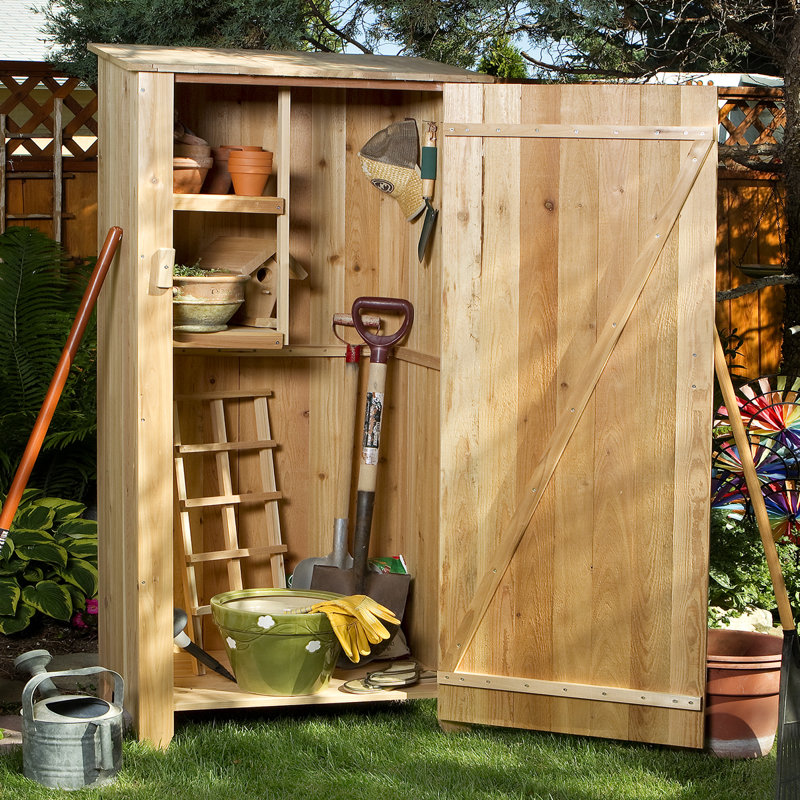 Union Rustic Ardoin 3 ft. W x 2 ft. D Solid Wood Vertical Tool Shed
